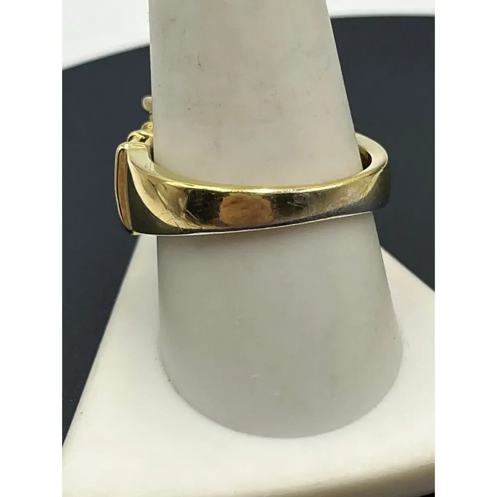 Vintage Sterling Silver Gold Vermeil CZ Multi-Stone 7.4g Cocktail‎ Ring Sz 10.25